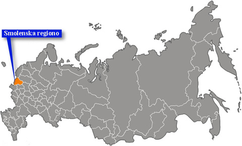 Smolensk sur la mapo de moderna Ruslando